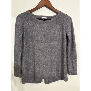 Old Navy Gray Marled Knit Long Sleeve Top Back Pleat | Size S